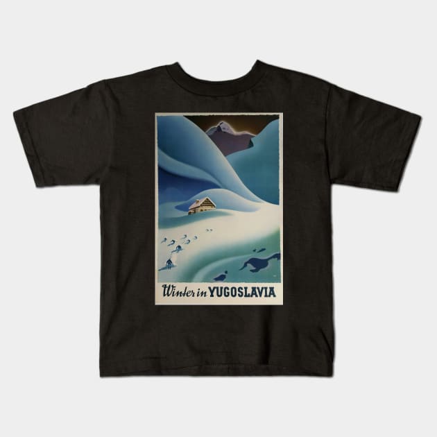 Winter in Yugoslavia, Ski Poster Kids T-Shirt by BokeeLee